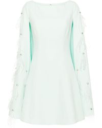 Huishan Zhang - Feather-Embellished Cape Mini Dress - Lyst