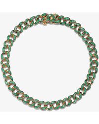 SHAY - 18k Yellow Emerald Mini Link Diamond Bracelet - Women's - Emerald/18kt Yellow - Lyst