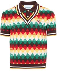 Casablancabrand - Multicolour Argyle-knit Polo Shirt - Men's - Rayon/nylon/polyester/viscose - Lyst