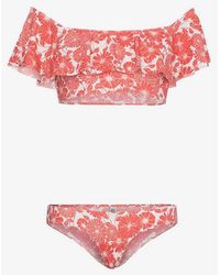 Lisa Marie Fernandez Red And White Leandra Floral Bikini