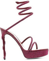 Rene Caovilla Margot Satin Sandal in Blue | Lyst