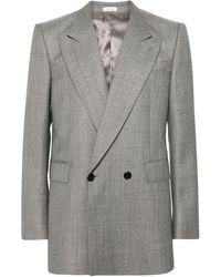 Alexander McQueen - Grey Double-breasted Wool Blazer - Men's - Cupro/wool/viscose/cotton - Lyst