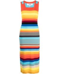 Christopher John Rogers - Multicolour Striped Midi Dress - Lyst