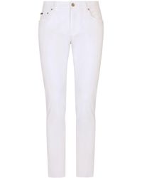 Dolce & Gabbana - Slim Jeans With Logo Plaque - Lyst