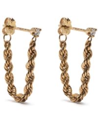 Zoe Chicco 14k Yellow Rope Chain Diamond Earrings - White