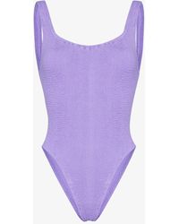 Hunza G Square Neck Crinkle Swimsuit - Purple