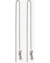 Saint Laurent - -tone Opyum Monogram Threader Earrings - Women's - Brass - Lyst