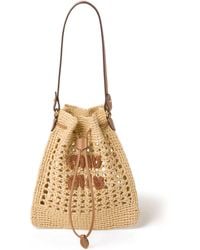 Miu Miu - Neutral Woven Mini Bucket Bag - Women's - Calf Leather/fabric - Lyst