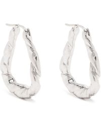Loewe Logo Twist Hoop Earrings in Metallic | Lyst