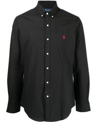 Polo Ralph Lauren Slim Fit Garment Dyed Button Down Shirt - Black