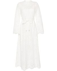 Zimmermann - Broderie Anglaise Long-sleeved Dress - Lyst