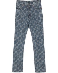 Gucci - GG Jacquard Straight-leg Jeans - Lyst
