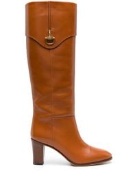 Gucci - Brown Horsebit 75 Leather Knee-high Boots - Lyst