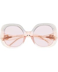 Gucci - Pink Crystal-embellished Square Sunglasses - Lyst