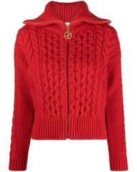 Patou - Cable-knit Wool-blend Cardigan - Lyst