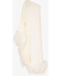 ‎Taller Marmo - + Net Sustain Ubud One-shoulder Feather-trimmed Crepe Maxi Dress - Lyst