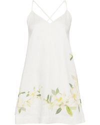 Zimmermann - Floral Print Linen Mini Dress - Lyst