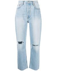 Damen Bekleidung Jeans Capri-Jeans und cropped Jeans Sparen Sie 39% RE/DONE Baumwolle 90s High Rise Ankle Crop in Blau 
