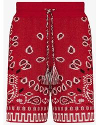 Alanui Bandana Cotton Bermuda Shorts - Red