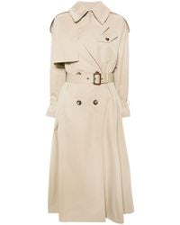 Alexander McQueen - Neutral Belted A-line Trench Coat - Women's - Viscose/cotton/cupro - Lyst