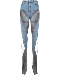 Mugler Spiral Mesh-panelled Skinny Jeans - Blue