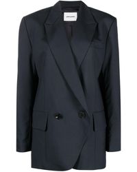 Low Classic Double-Breasted Wool Blazer in Natural | Lyst