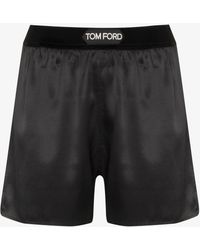Tom Ford - Logo Waistband Silk Shorts - Lyst