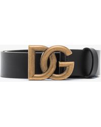 Dolce & Gabbana Dg Logo Leather Belt - Black