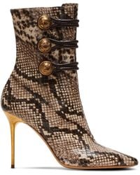 Balmain - Leather Snakeskin-effect Alma Ankle Boots 95 - Lyst