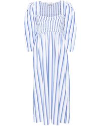 Ganni - Striped Poplin Midi Dress - Lyst