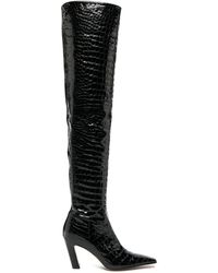 Khaite - Marfa Croc-effect Leather Over-the-knee Boots - Lyst