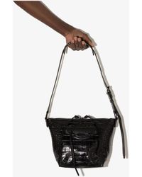 Balenciaga Neo Classic Hobo Xs Mock Croc Shoulder Bag - Black