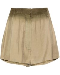 Prada - Neutral High-waist Silk Mini Shorts - Women's - Calf Leather/silk - Lyst