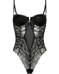 Versace - Wired-cup Sheer Lace Bodysuit - Lyst