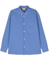 Gucci - Logo-embroidered Cotton Shirt - Lyst