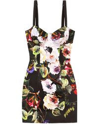 Dolce & Gabbana - Garden Print Corset Mini Dress - Lyst