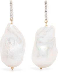 Mateo - 14k Yellow Pearl And Diamond Drop Earrings - Lyst