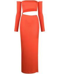 Lama Jouni - Orange Cut-out Off-shoulder Dress - Lyst