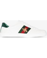 Gucci Leather Ace Embroidered Sneaker 