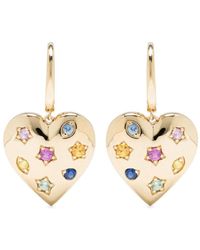 Roxanne First - 14K Kaleidoscope Heart Sapphire Hoop Earrings - Lyst