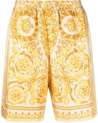 Versace - Barocco Print Silk Shorts - Lyst