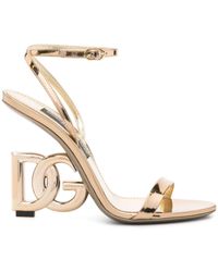 Dolce & Gabbana - -tone 105 Dg Cross Leather Sandals - Women's - Calf Leather/patent Calf Leather - Lyst