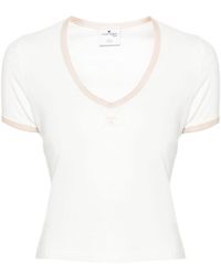 Courreges - Contrast-neck Cotton T-shirt - Women's - Cotton - Lyst