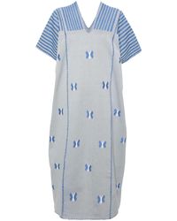 Pippa Holt - Grey Butterfly-embroidery Cotton Kaftan - Lyst