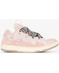 Lanvin - Curb Lace-up Leather, Suede And Mesh Low-top Trainers - Lyst
