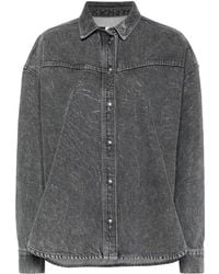 ROTATE BIRGER CHRISTENSEN - Rotate Rhinestone Denim Oversize Shirt Grey - Lyst