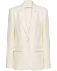 Valentino Garavani - White Toile Iconographe Tailored Blazer - Women's - Viscose/silk/virgin Wool - Lyst