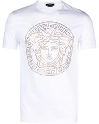Versace - Medusa Crystal Cotton T-shirt - Lyst