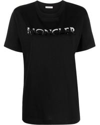 Moncler - Sequined Logo T-shirt - Lyst