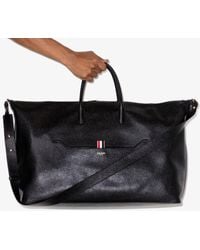 Thom Browne - 4-bar Stripe Leather Holdall Bag - Unisex - Calf Leather/polyester - Lyst